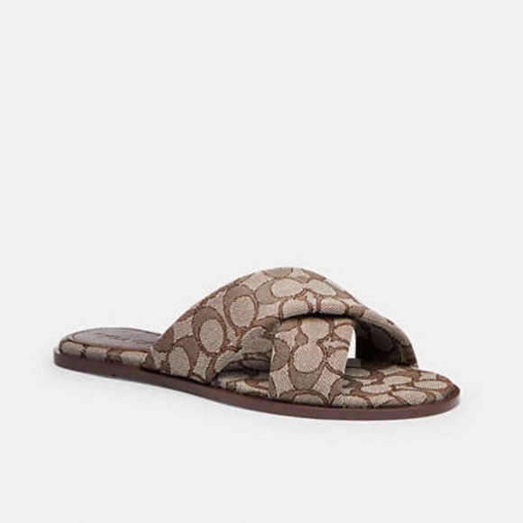 Coach Shoes - Link Criss Cross Slide In Signature Jacquard